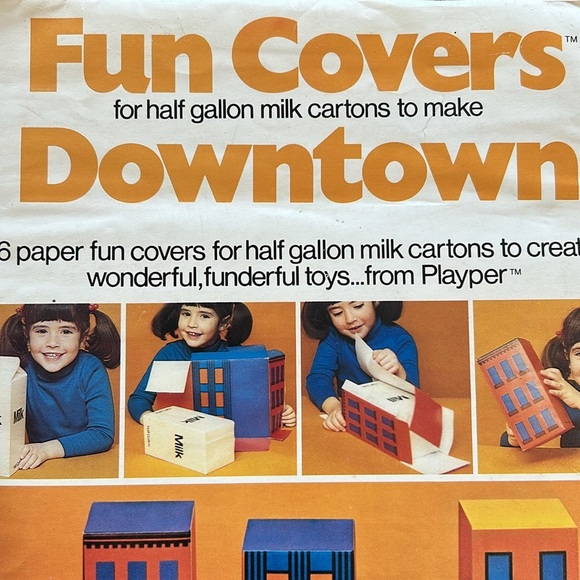Vintage 70s Fun Covers Trucks & Downtown Milk Juice Carton Kids Craft DIY Kits - Picture 5 of 13